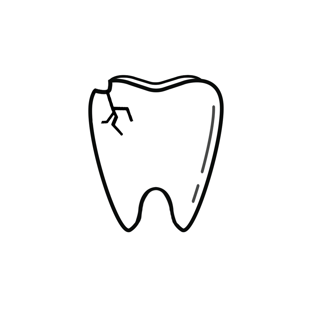 A cracked tooth illustration representing dental health issues for a dentist in Haltom City.