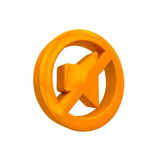 An orange volume control icon with a line crossing it out, indicating muted or off sound.